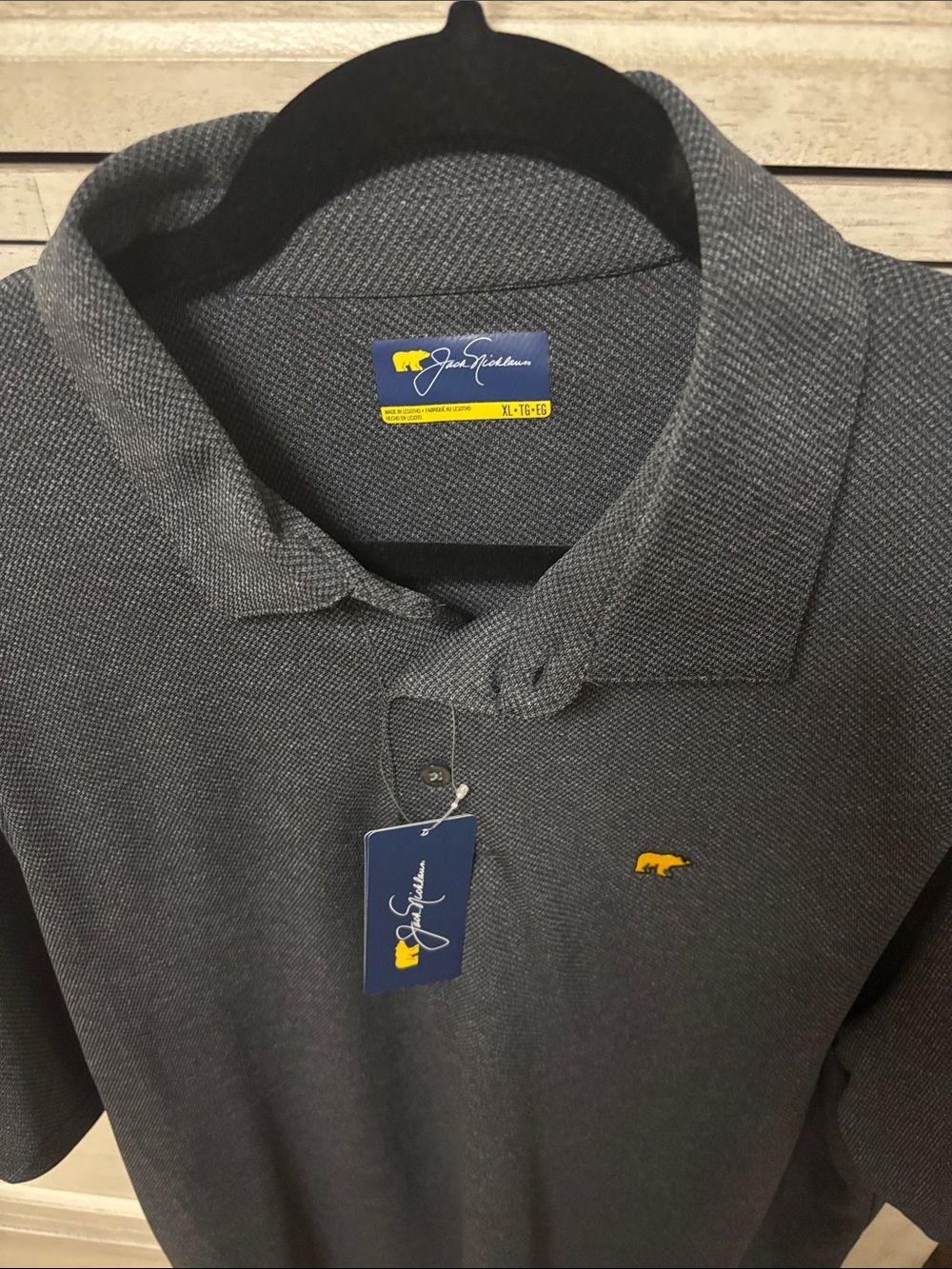 Charcoal Gray Polo with Yellow Bear Logo by John Sullivan